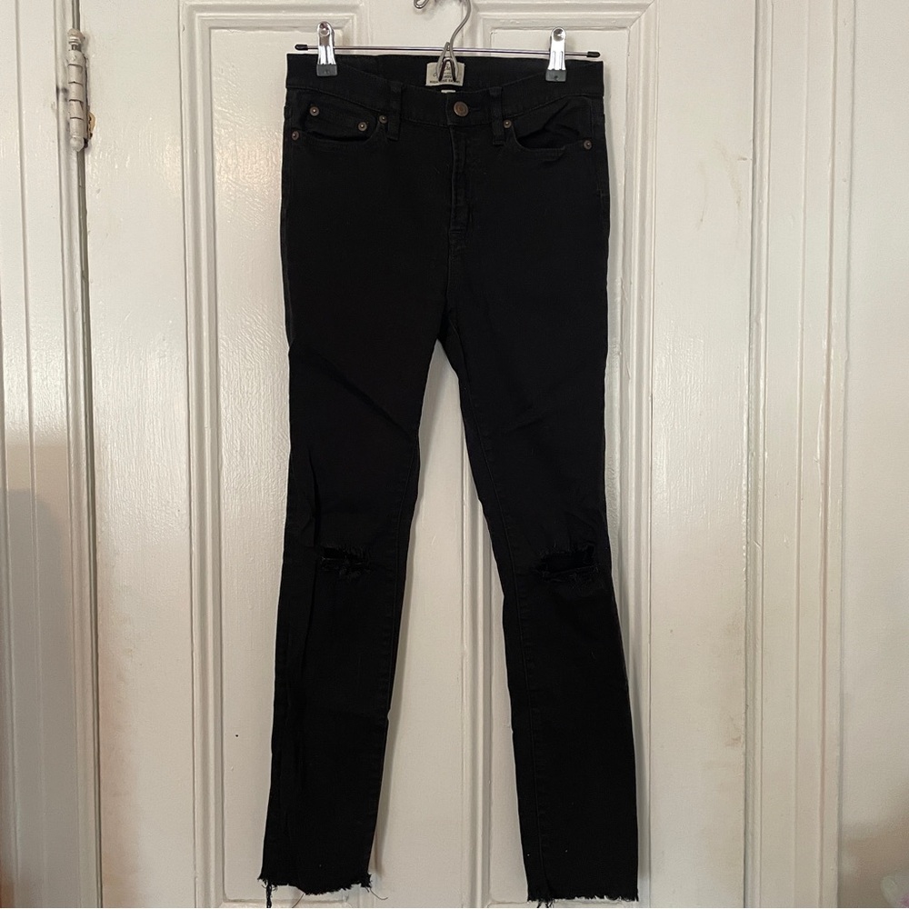 J. Crew Black Busted Knee Skinny Jeans SZ 27